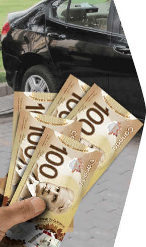 Cash in hand next to a car being sold